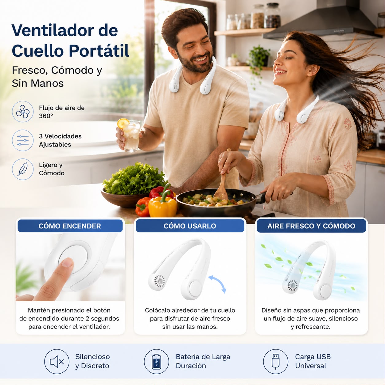 Ventilador de cuello portátil